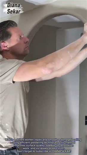 Fast Ceiling Plaster Repair Technique | Skilled Construction Worker at Work