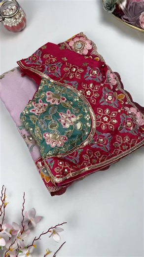 😘New Beautiful Colour Combination Saree With Stiched Blouse | Order DM WhatsApp Us :+91 94847 60990