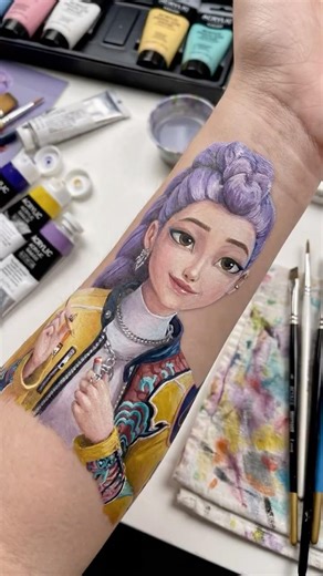 Realistic Huntrix Body Painting | Skin Art Tutorial #rumikpop -#kpopdemonhunters