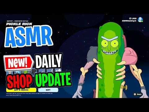 ASMR Fortnite Shop NEW Pickle Rick Skins! Daily Update Today 🎮🎧 Relaxing Whispering 😴💤