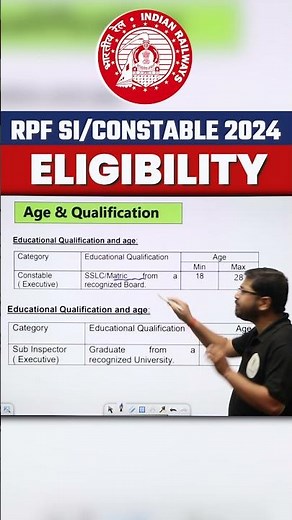Eligibility For RPF SI/ Constable Vacancy 2024 Form Fill Up
