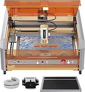 20W Laser Engraver, 340+ Multicolor Laser Cutter with Camera and Acrylic Enclosure,40000mm/min High Speed Laser Engraving Machine for Metal for Wood, Metal, Acrylic, Paper, Foam, Leather, Stone, etc