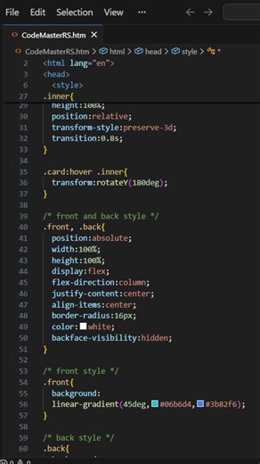 😱 3D Flip Card using HTML CSS 🔥 #viral #coding #webdesign #shortvideo #shorts #short #htmlcss #yt
