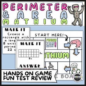 3rd Grade Hands On Area and Perimeter Game & Assessment -Test Prep