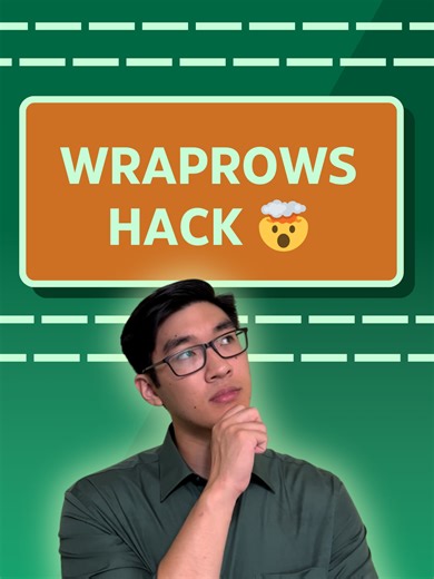 Most people still copy-paste to fix messy lists… WRAPROWS turns one column into a full table instantly 🤯 This is how Excel actually starts saving you real time. Want to automate Excel and use AI to build reports dashboards in minutes? DM me the word “CLASS” and I’ll send you the free training. #excel #productivity #automation #learnexcel #careertips