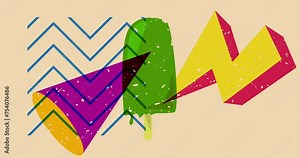 Risograph Ice Cream with geometric shapes animation. Moving object in trendy riso graph design video.a