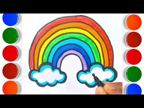 Easy rainbow 🌈 drawing || step by step rainbow drawing and colouring ☺️