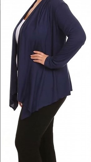 Women's Open Front Cardigan (2X-Large, Navy) | Soft, Stylish & Plus Size Friendly 💙