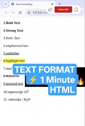 HTML Text Formatting Tags Explained | Bold Italic Underline Mark | HTML Beginner Tutorial #coding