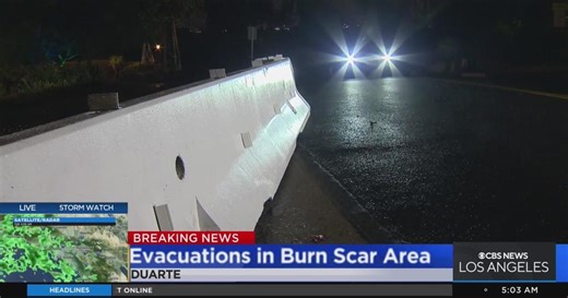 Duarte residents urged to evacuate with storm posing threat of mud slide