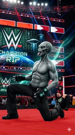THE UNTHINKABLE: Alien Wins WWE Title震撼全球 #Alien #WrestleMania #UFO #Alien #AI網紅 #Viral #TrendingNow