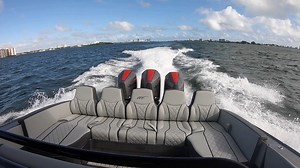 Our first 37’ Open with triple 450R’s with a max speed of 84MPH (so far) #midnightexpressboats | Midnight Express Powerboats