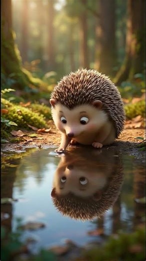 Bom Discovers His Reflection 💧🦔 Mini Bom Saga #kidsanimation #toddlerstories #calmkids #kidsshorts