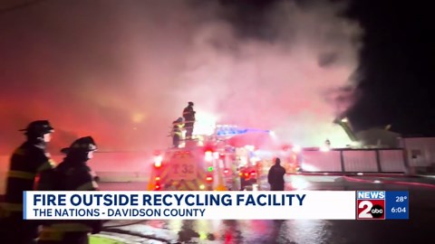 Fire outside recycling facility in the Nations