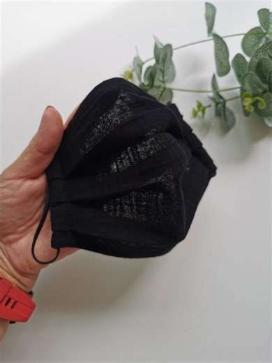 BLACK one layer Organic muslin Cotton face mask, Single layer face mask, Set of Black face mask, Easy breath Lightweight anti dust Reusable