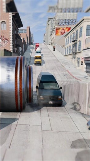 Giant Bollard Challenge! Lucky vs Unlucky Vehicles | BeamNG.drive Gameplay #shorts