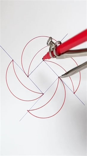 Rotational Rosette: Fourfold Crescent Pinwheel Geometry #SacredGeometry #GeometricDesign