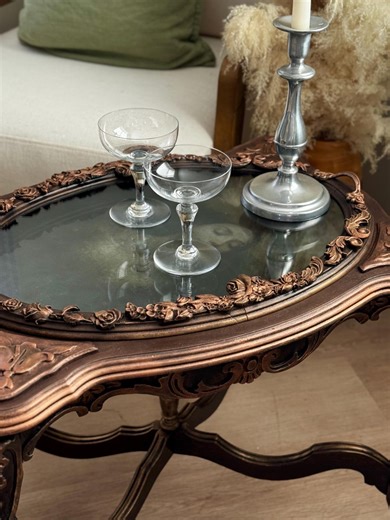 Ornate Rococo Butler Tray Table With Vintage Portrait Glass Top Moody Victorian Coffee Table Dark Academia - Etsy