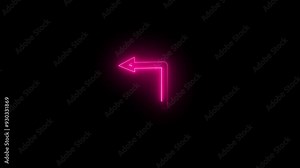 Glowing neon Arrow animation. The arrow points to the left