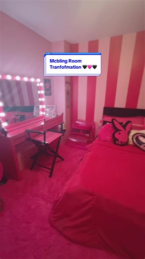 Sorry for the shakey hands in the beginning lol. Here’s my room transformation 🩷🖤🩷 #mcbling #late2000s #trashyy2k #roomtour #juicycouture