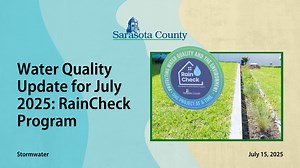 For this month's water quality update, we are checking in on the RainCheck program. This program, which launched in January 2025 by Sarasota County's Stormwater team, incentivizes residents to install specialized, small-scale Best Management Practices (BMPs) on their property to improve water quality and increase stormwater infiltration. The RainCheck program will reopen for applications beginning Oct. 1, 2025. Learn more at scgov.net/RainCheck. #SRQCountyWaterQuality #SRQCountyStormwater | Sara