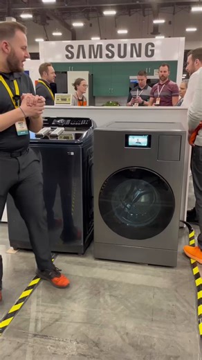 Freshen up your laundry game with the Samsung Bespoke All-in-One Washer Dryer Combo 🧺 Shop up to 30% off select washers and dryers during Spring Black Friday Savings: https://thd.co/3Jm8AoQ | The Home Depot