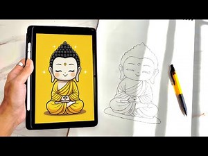 How to Draw Cute Lord Buddha Step by Step | Easy Buddha Drawing for Beginners | Outline Drawing