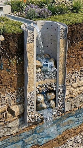 An absorption well allows rainwater to infiltrate the soil, preventing puddles.