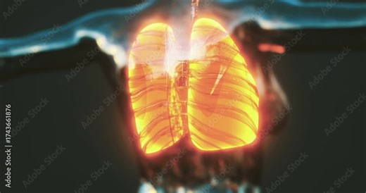 A detailed view of human lung anatomy highlights lung structure, color variations, and positioning within the thoracic cavity.