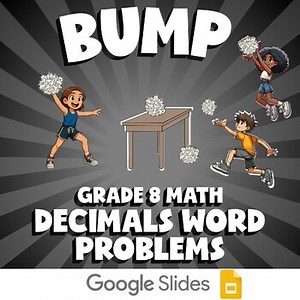 Decimals Word Problems BUMP Math Game | No Prep Grade 8 Review