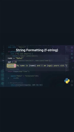🎯learn python string formatting the Easy Way!In this, you'll learn Python f-Strings in 10 seconds.