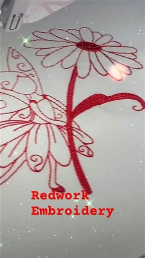 ✨Redwork Embroidery Fairy✨so magical to see her appear