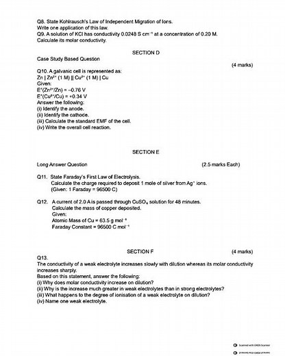 #shorts | Class 12 Chemistry | Class 12 Chemistry Ch 2 Electrochemistry Worksheet