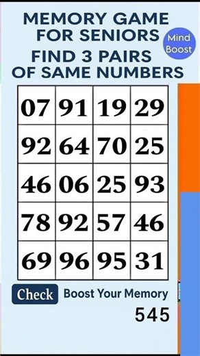Brain Training for Seniors – Keep Your Mind Sharp Daily | Match the Numbers