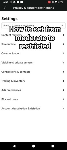 how to set from moderate to restricted