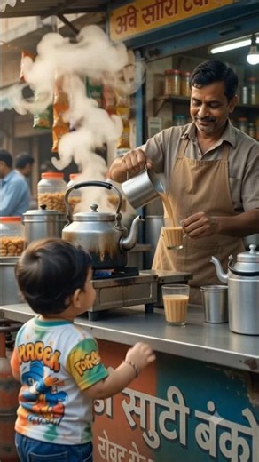 एक प्यारा सा क्यूट बेबी चाय की दुकान पर पहुँचता है || Cute Baby #shortsfeed #shorts #trendingshorts