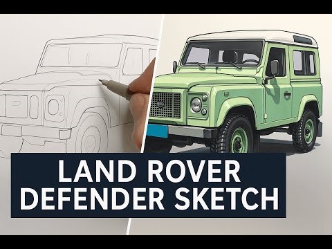 Land Rover Defender Drawing From Pencil Sketch to Realistic Vintage Art