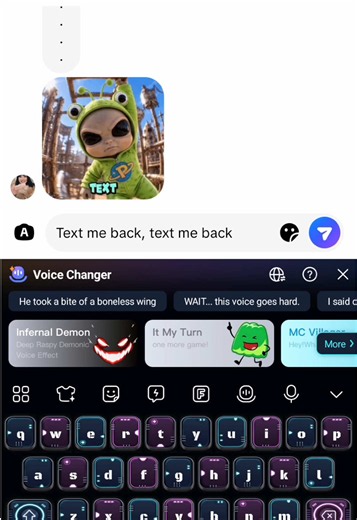 Text me back. 1.3x speed @Kiki Keyboard #textmeback #brainrot #soundviral #voicechanger #viralmusic