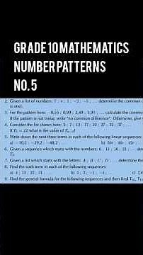 Number Patterns Part 1 || Grade 10 Mathematics