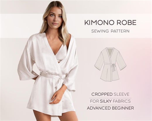 Kimono Robe Sewing Pattern for Women Silk Robe Pattern, Bathrobe Sewing Pattern, Wrap Dress PDF Sewing Patterns, Lounge Satin Robe for Women - Etsy Australia