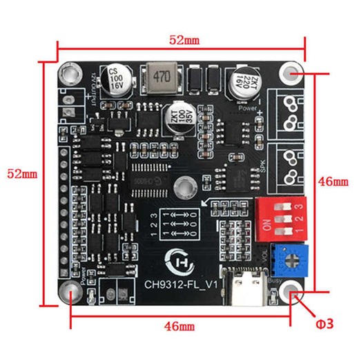CH9312 high lever trigger sound module voice playback module board Type-C USB with TF card 10 IO ports control  20W