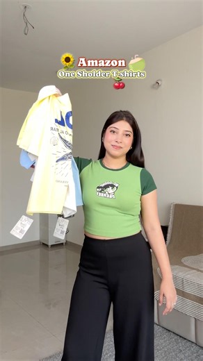 Amazon one shoulder t-shirt haul🌻👒| Under Budget🙈#oneshouldertop #offshouldertop #tshirts #amazon