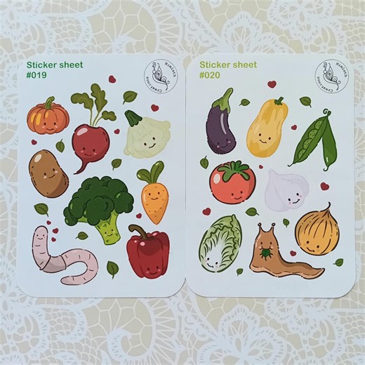 Vegetables Sticker Bundle | #021 | Cottagecore, Journal, Planner, Bullet Journal, Scrapbook Stickers, Cute, Kids, Spring, Hobbit, Garden - Etsy
