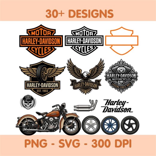 Harley Davidson Logo Svg Png Files | Harley Davidson Bike Logos Bundle | Instant Download - Etsy