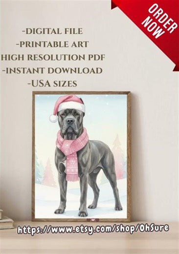 Cane Corso Christmas Printable Art