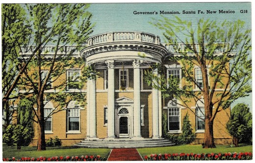 1940s Vintage Santa Fe New Mexico Postcard Governor's Mansion, Get Lucky Vintage