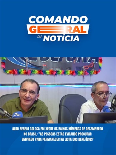 Participante no programa Comando Geral da Notícia de hoje (12), Aldo Rebelo, pré-candidato à presidência da República pelo partido Democracia Cristã, questionou os números positivos de emprego que o Instituto Brasileiro de Geografia e Estatística (IBGE) tem divulgado, no Brasil, e atribuiu os dados a atuação dos benefícios sociais, como o Bolsa Família. Veja! #bolsafamília #aldorebelo #desemprego #brasil #viral