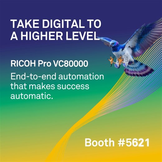 The RICOH Pro VC80000 has one mission: Make success automatic. With AI-powered automation, closed-loop quality control, and predictive insight into your data, this digital press is redefining what productivity looks like. High speed. High quality. Flexible media handling. All built to help your business soar. 🦅 Come see the RICOH Pro VC80000 live at PRINTING United 2025. http://ms.spr.ly/6189sQzOl 📍 Booth 5621 | Orange County Convention Center in Orlando, FL 📅 October 22 to 24, 2025 | Ricoh U