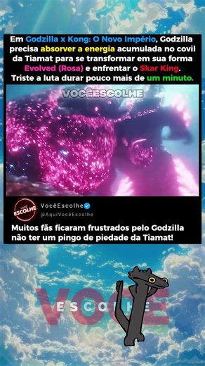 Em Godzilla x Kong: O Novo Império (2024), a Titã Tiamat de nivel Alfa foi de F em minutos.