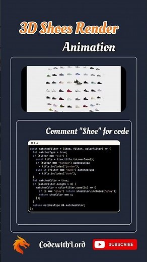 3D Shoes Render Animation | Interactive Sneaker UI Design with Code | JavaScript & UI Inspiration